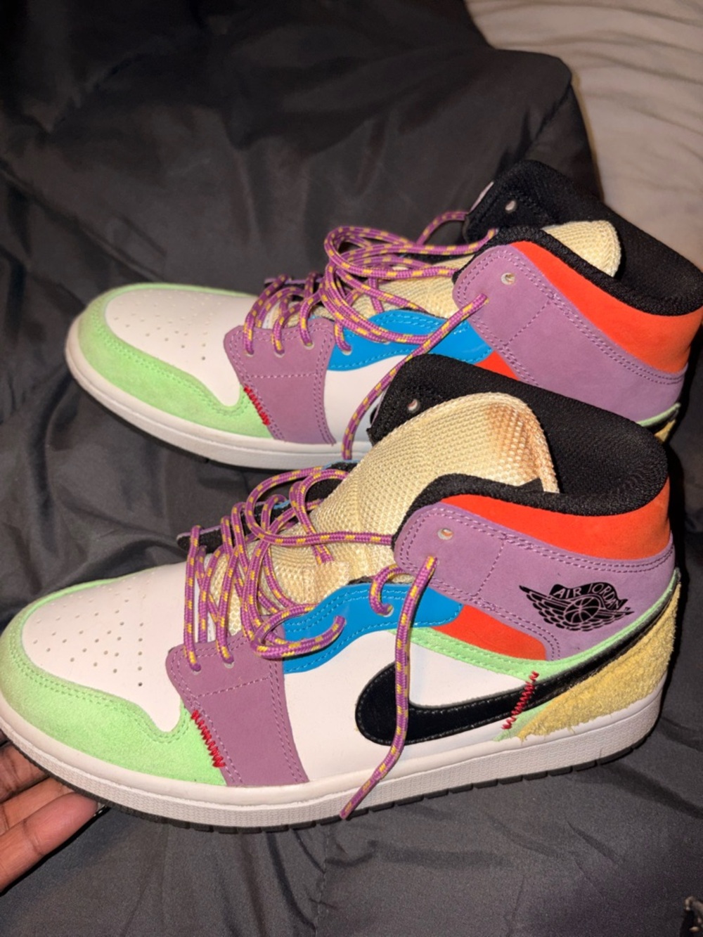 Jordan 1 High-Top Sneakers with Multicolor Panels